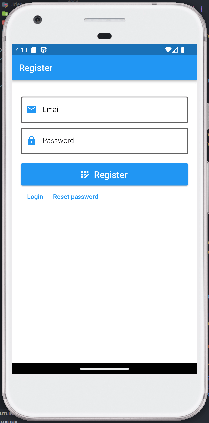 Flutter firebase auth app - registration screen