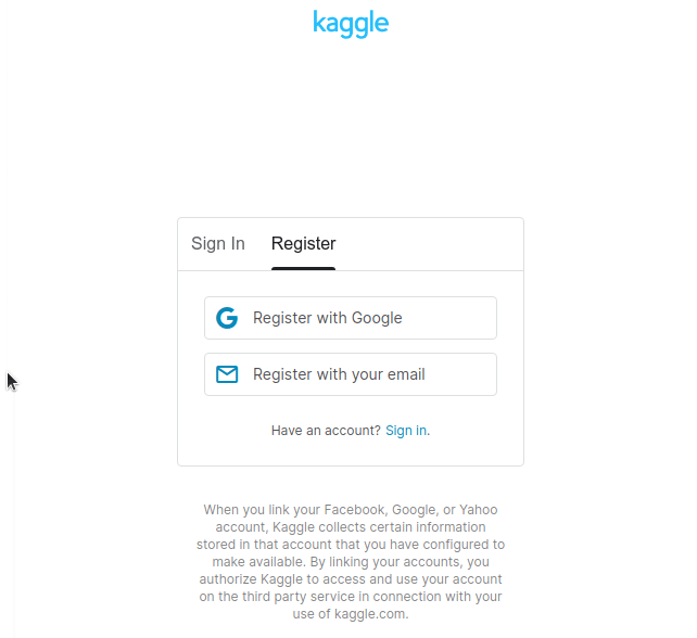register to kaggle