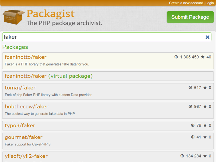 packagist main page