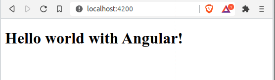 התוצאה על הדפדפן של הקוד שהרצנו בפעם הראשונה באפליקציית Angular