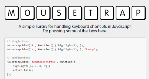 Mousetrap javascript library