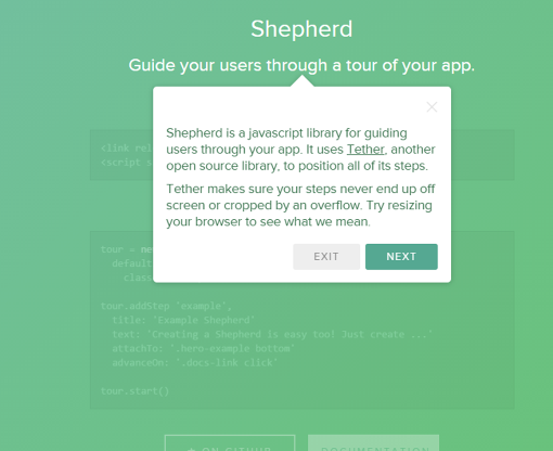 Shepherd.js javascript library