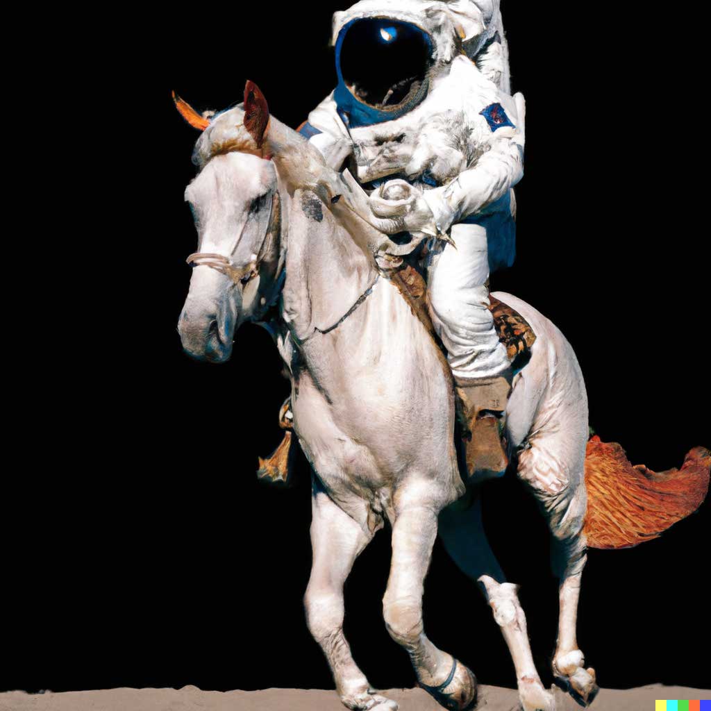 DallE from OpenAI photo realistic image of an astronaut riding a horse in outer space