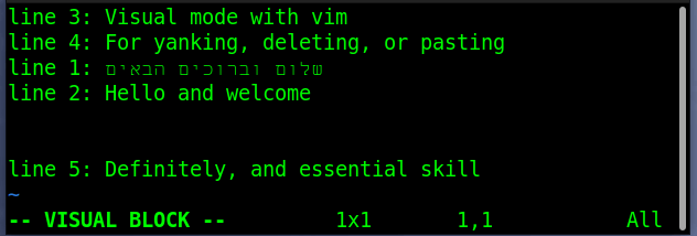 pasting when working in Vim visual mode